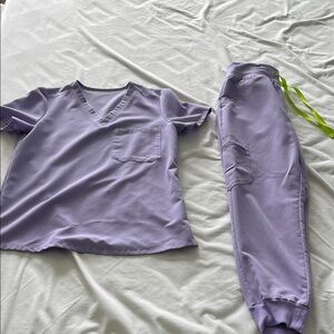 Figs Purple V-Neck Scrub Top